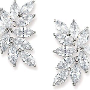 Bridal Wedding Earrings for Brides Bridesmaid, Marquise Cubic Zirconia Rhineston